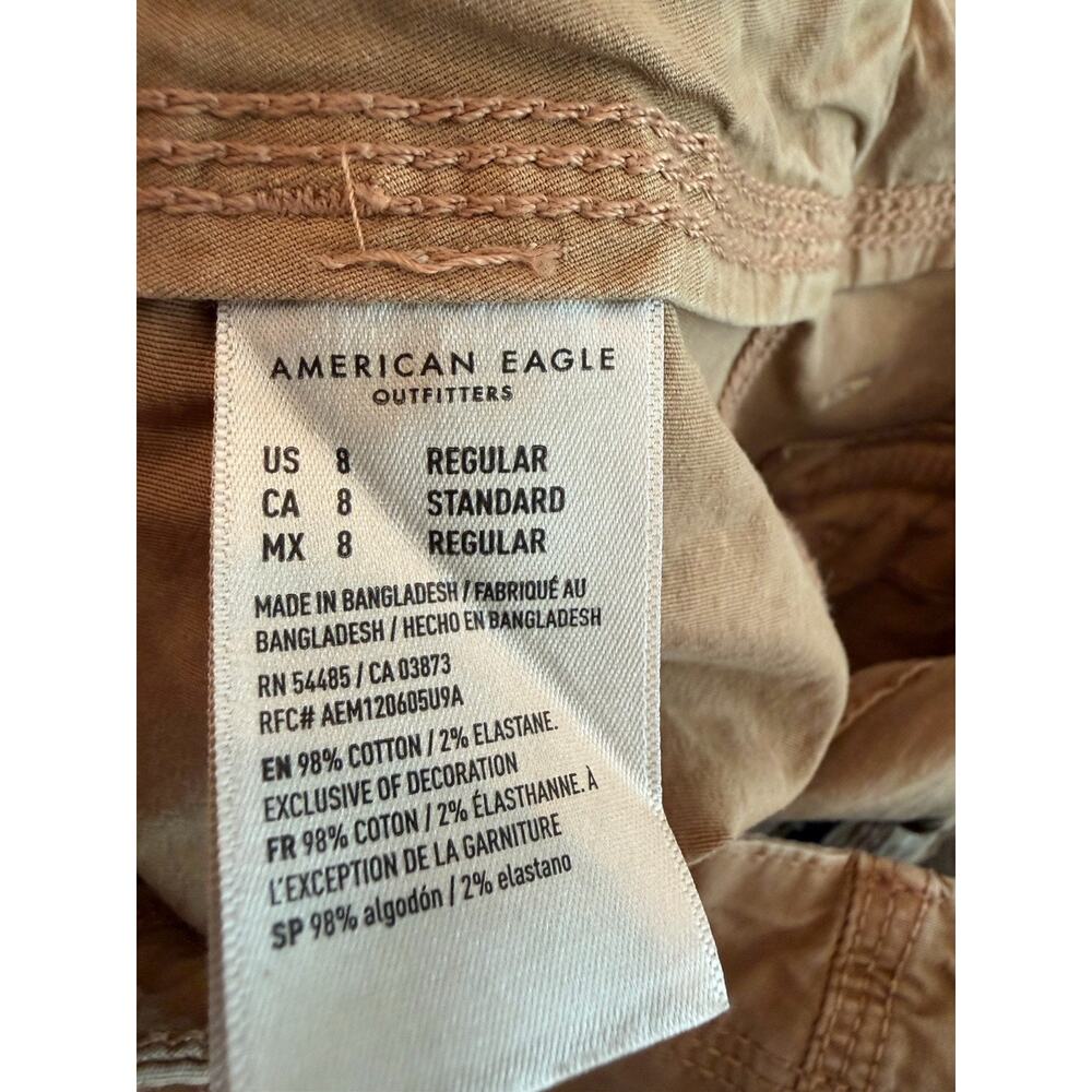 American Eagle Cargo Pants Womens 8 Tan Khaki Stretch Utility Hiking Pockets - Picture 4 of 8